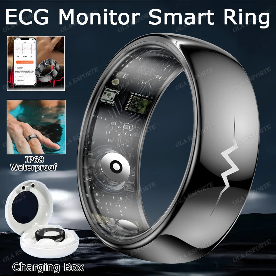 New For Xiaomi Smart Ring ECG Men Women With Charging Box Heart Rate Sleep Health Monitor 5ATM Waterproof Fashion Fitness Rings