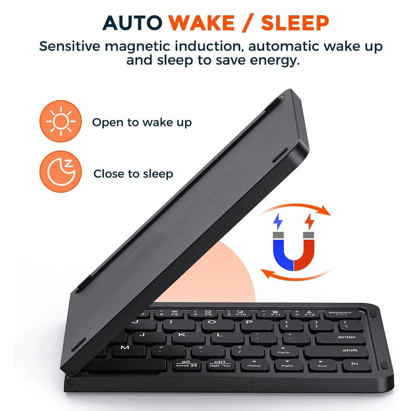 Foldable Keyboard Portable Bluetooth USB-C Rechargeable Ultra Slim Keyboard Compatible IOS Android Windows Smartphone