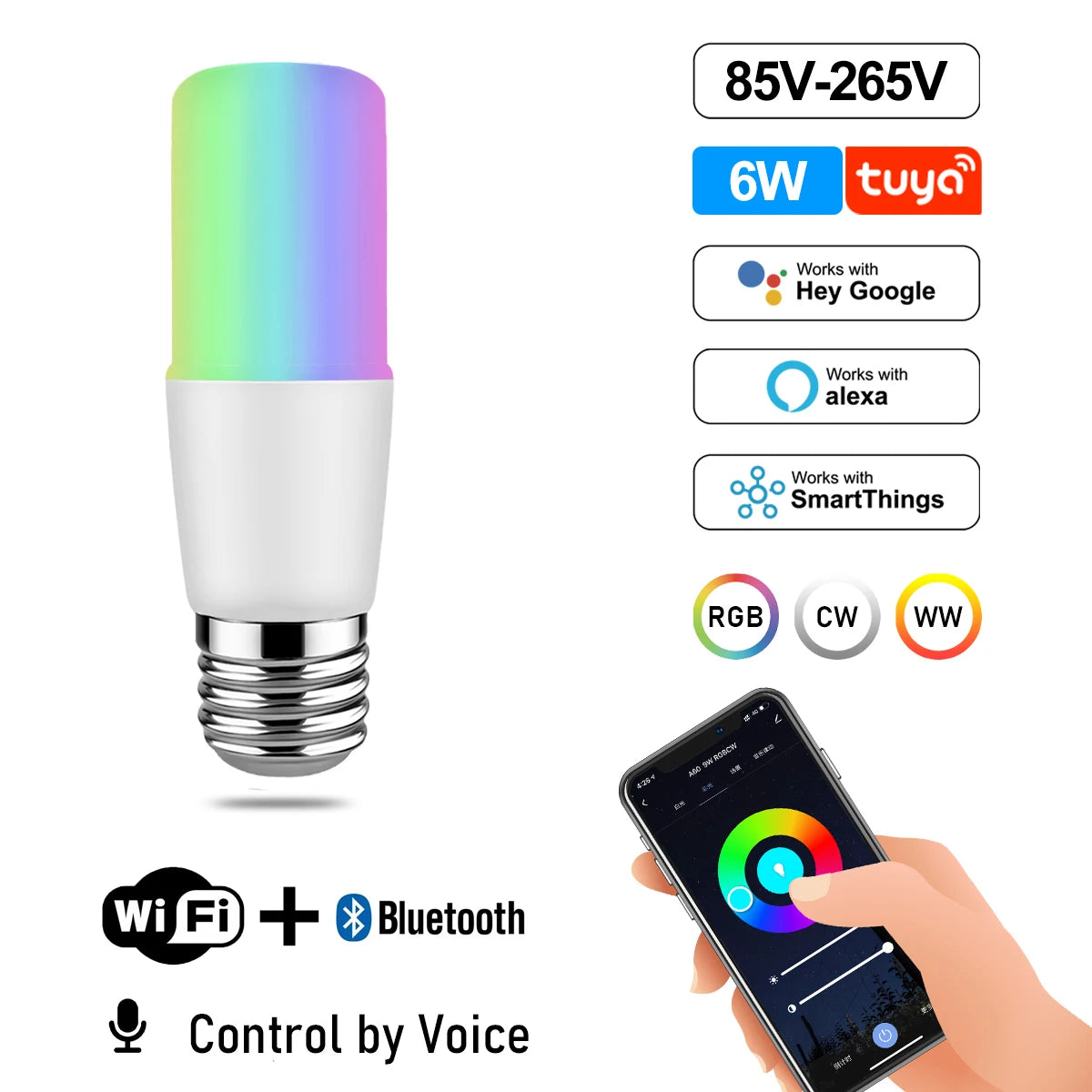 LED WIFI Smart Light GU10 Bulb 10w 6W E14 B22 E27 110V 220V Rgb Dimmable Spotlight Wifi Led Lamp Work With Alexa Google Home