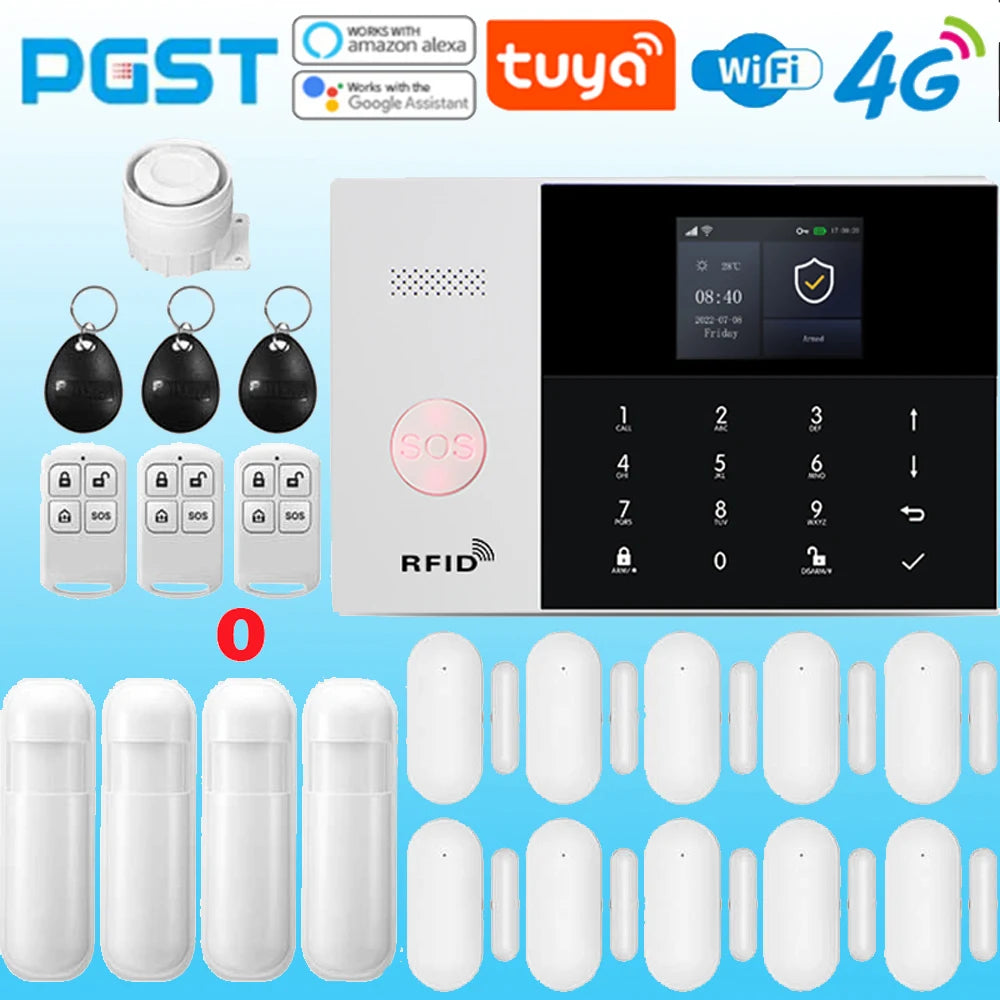 PGSP 4G Smart Home Security Alarm System 433MHz WiFi GSM Super Discount Wireless Home Application Control Home Anti theft Alarm