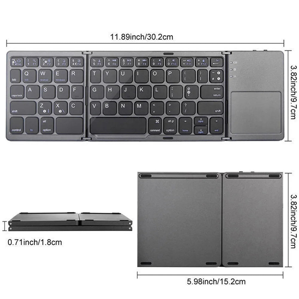 Folding Keyboard Wireless Bluetooth Keyboard With Touchpad For Windows, Android, IOS,Phone,Mini Multi-Function Button Keyboard