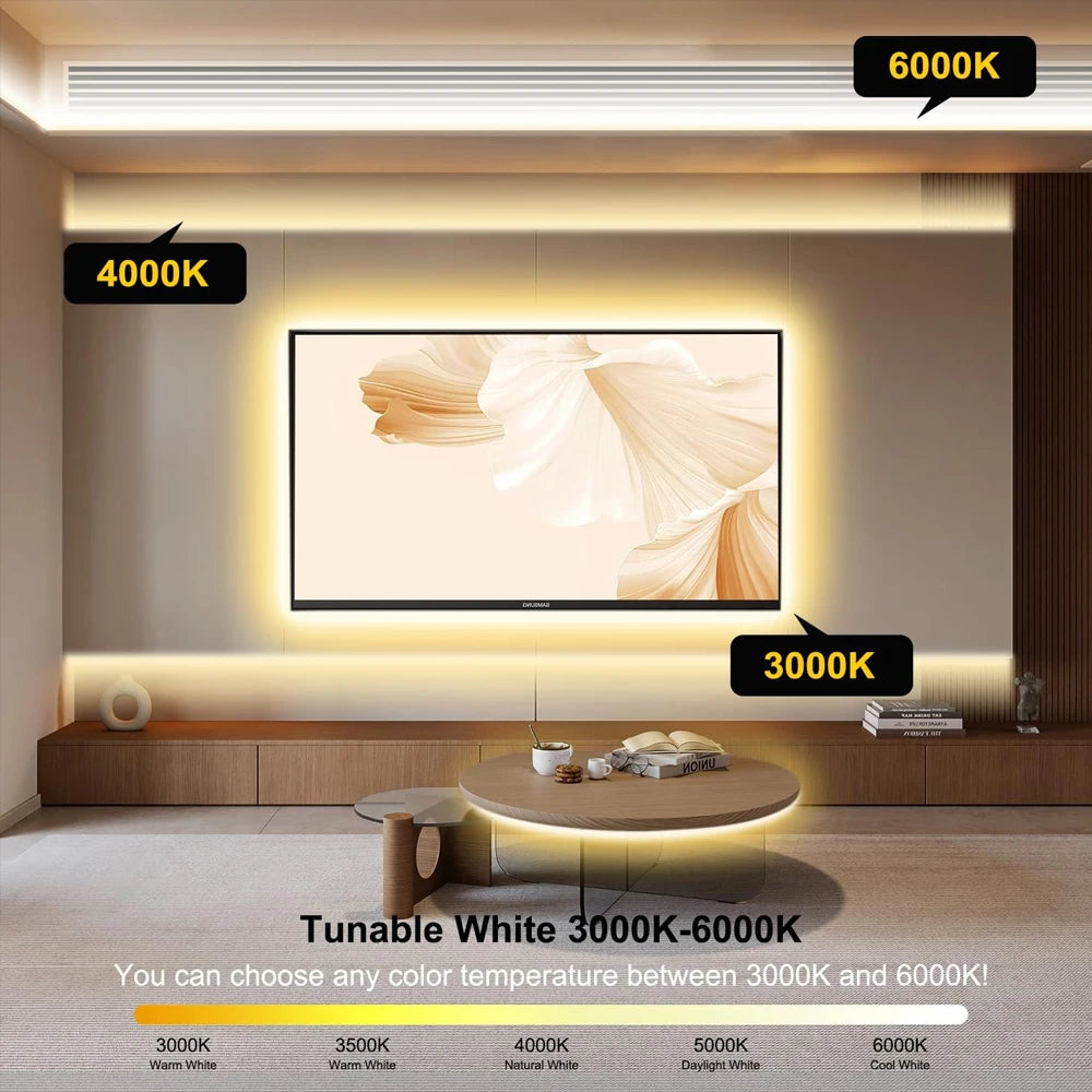 Tuya Smart WiFi COB CCT LED Strip 12V 2m 3m 5m 10m Dimmable Flexible 2700-6500K Dual White Room Decor Light fr Alexa Google Home