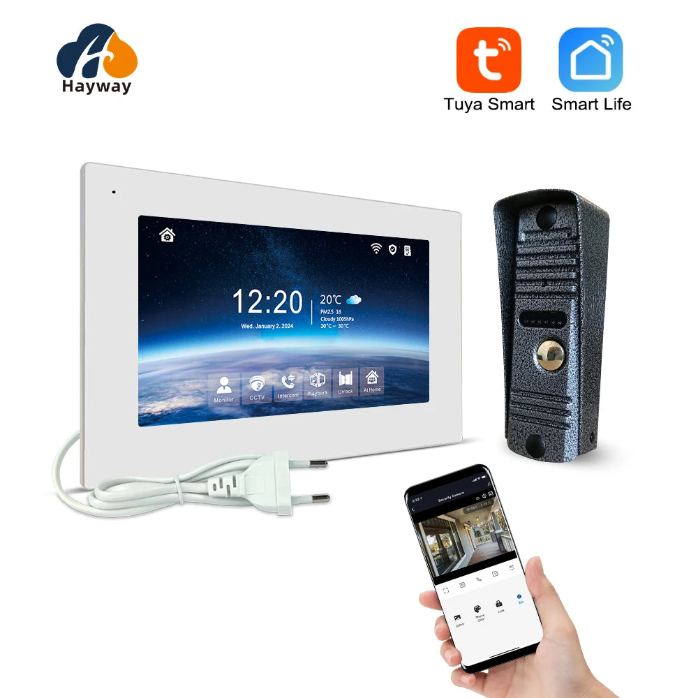 Hayway Home Visual Intercom 1080P Video Doorbell Camera For Apartment 7 " Tuya Smart Full Touch Monitor Support Motion Detection