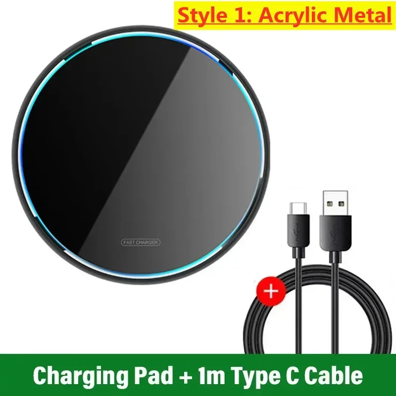Wireless Chargers Pad Stand 30W Fast Wireless Charging Dock Station for Apple iPhone 8-16 Samsung Galaxy S22 S20 S24 Note Xiaomi