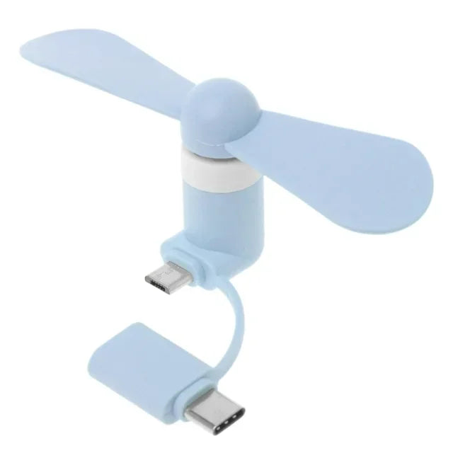 Mini Portable 2 in 1 Cooler Type-C Hanldheld Cooling Fan USB Fan Cell Phones Fans for Androids Micro USB Phones