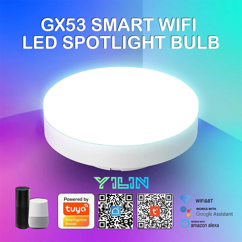 GX53 Smart LED Bulb RGBCW 12W Wardrobe Spotlight Bulb WIFI TUYA APP Control Intelligent LED Downlight Cabinet Light AC220V