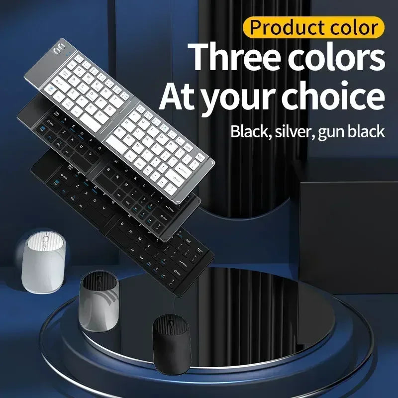 Folding Keyboard and Mouse 2.4G Mini Keypad Bluetooth Wireless Portable Silm Foldable Keyboards for Travel Computer PC iPad