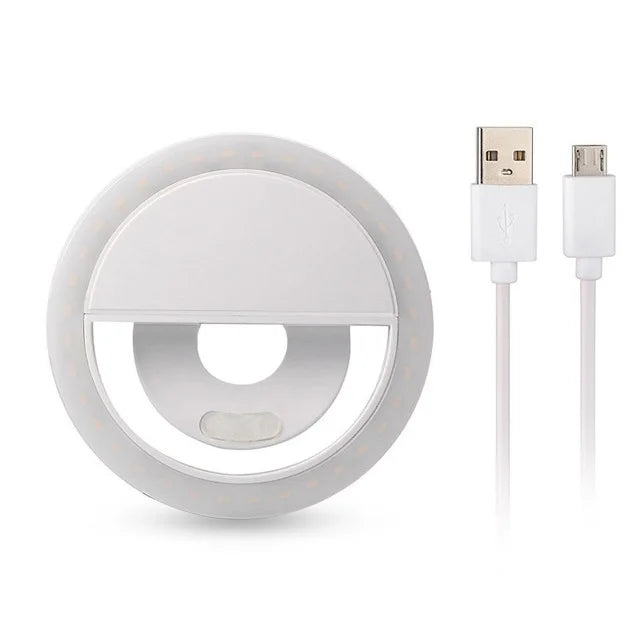 USB Charge LED Selfie Ring Light Phone Lens LED Selfie Lamp Ring For iPhone Samsung Xiaomi Huawei Cell Smartphone Selfie Light