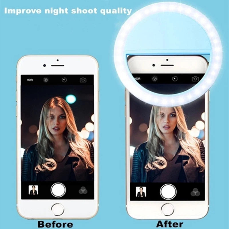 USB Charge LED Selfie Ring Light Phone Lens LED Selfie Lamp Ring For iPhone Samsung Xiaomi Huawei Cell Smartphone Selfie Light