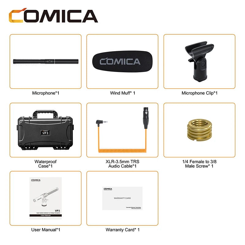 COMICA VP3 Super Cardioid Condenser XLR Shotgun Microphone for video shooting,live streaming, report and podcasting.