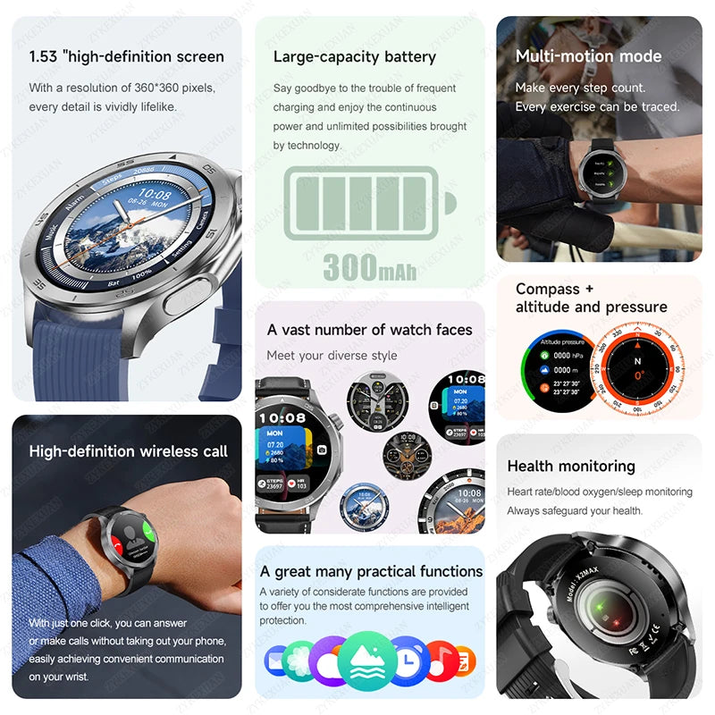 2025 New WATCH X Upgrade Smart Watch Men Watch X2 AMOLED HD Screen Bluetooth Call GPS Trajectory Heart Rate Compass SmartWatch