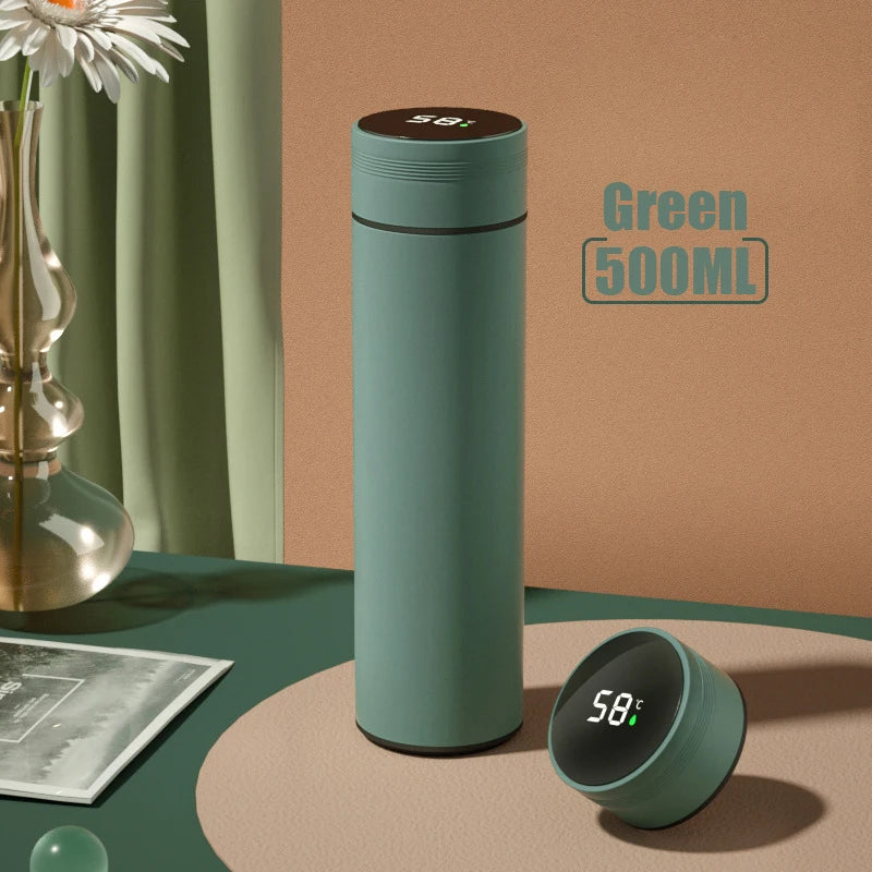 Stainless steel thermos bottle with digital temperature display, Intelligent temperature measurement cup, LED, 500ml