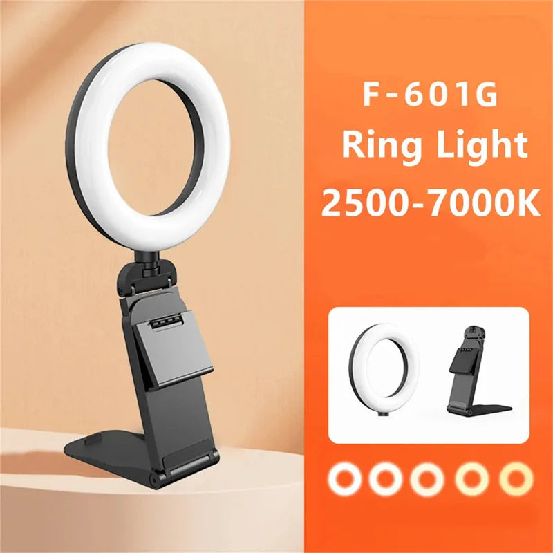 USB LED Selfie Light Clip Ring Light with Phone Holder Desktop Ring Light for Computer Laptop Video Conference Lighting Makeup