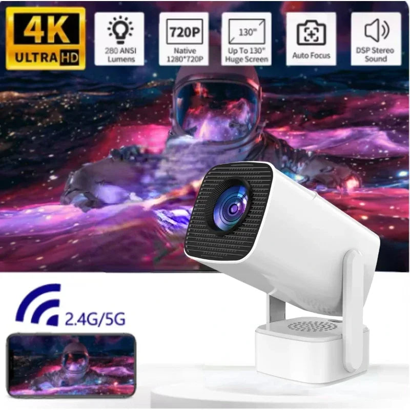 HT13 Smart Mini Projector Android 11 WiFi6 Support 4K 1080P BT5.0 Projector 1280*720P Home Cinema Portable Projector
