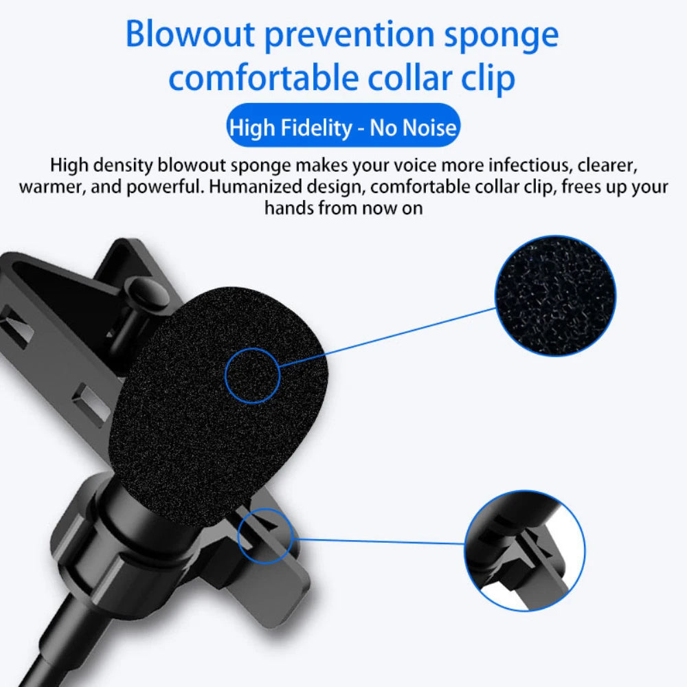 MC01 Portable 1.5m Wired Mini Microphone Type C For Phone PC Laptop Metal Clip-on Lavalier USB mic 3.5mm Condenser Microphone