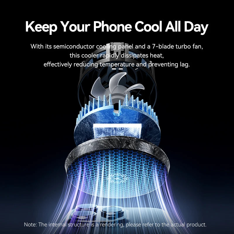 Vention Magnetic Modile Phone Cooler Cell Phone Radiator for iPhone Game Live Stream Redmi Black Sharp Radiator with Cooling Fan