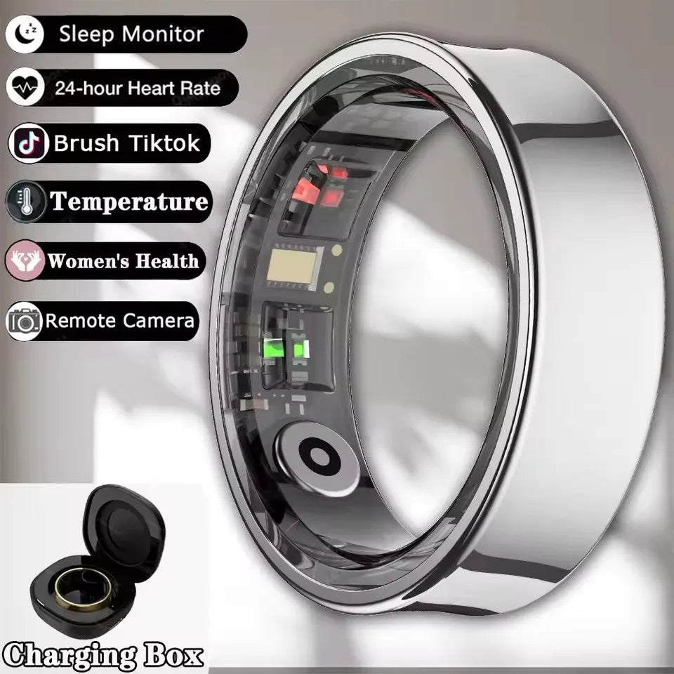 2025 New Smart Ring Blood Oxygen&Pressure Sleep Monitor Sports Tracking Remote Care IP68 Waterproof Men Women For Xiaomi Samsung