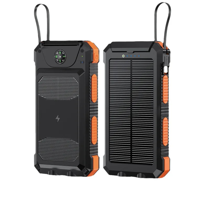 Self-wired fast charging wireless solar charging treasure 20000 mA Compass waterproof mobile power