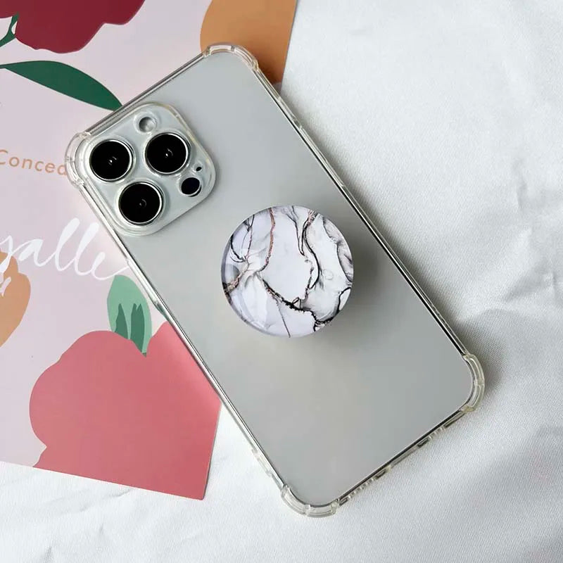 Marble Pattern Crystal Glass Phone Holder Foldable mobile phone Socket Crystal Glass phone grips