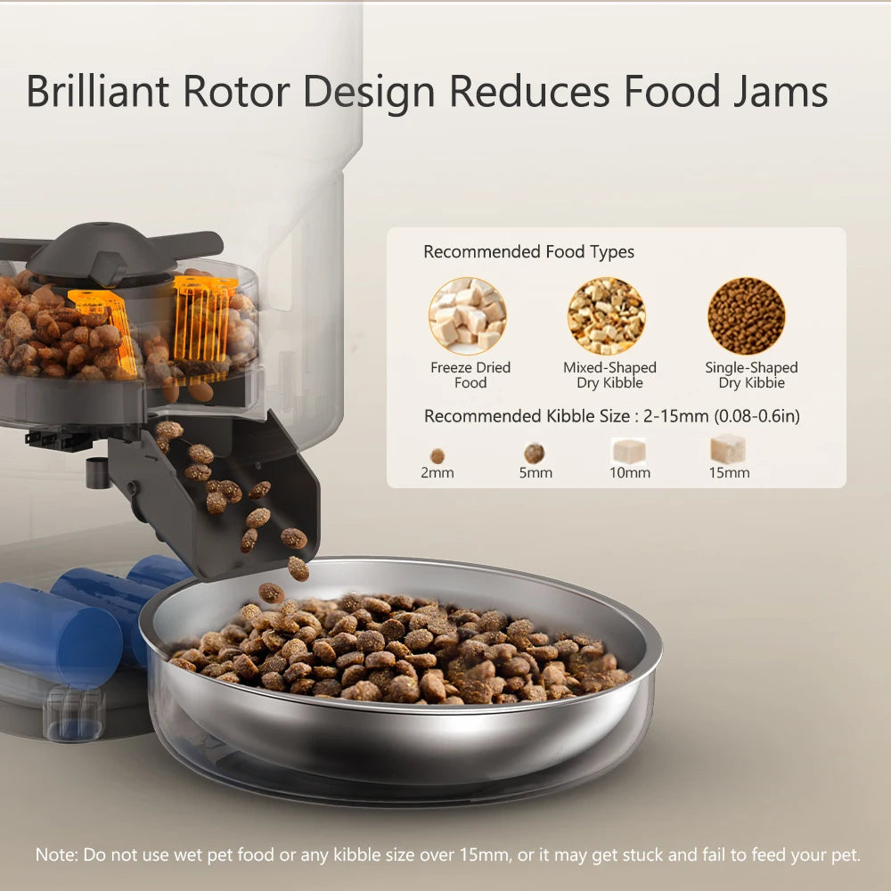 5L Button WiFi Automatic Cat Feeder with Stainless Steel Bowls Furpipi Smart Pet Cat and Dogs Food Dispenser Feeder Pet Feeder
