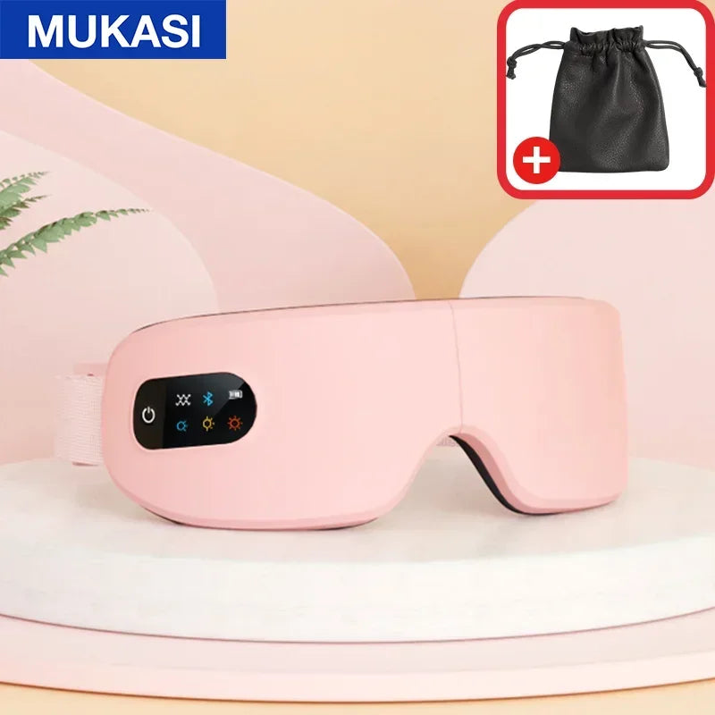 MUKASI Eye Massager with Vibration Bluetooth Music, Smart Massage Eye Mask for Eye Relax, Reduce Eye Strain, Improve Sleep