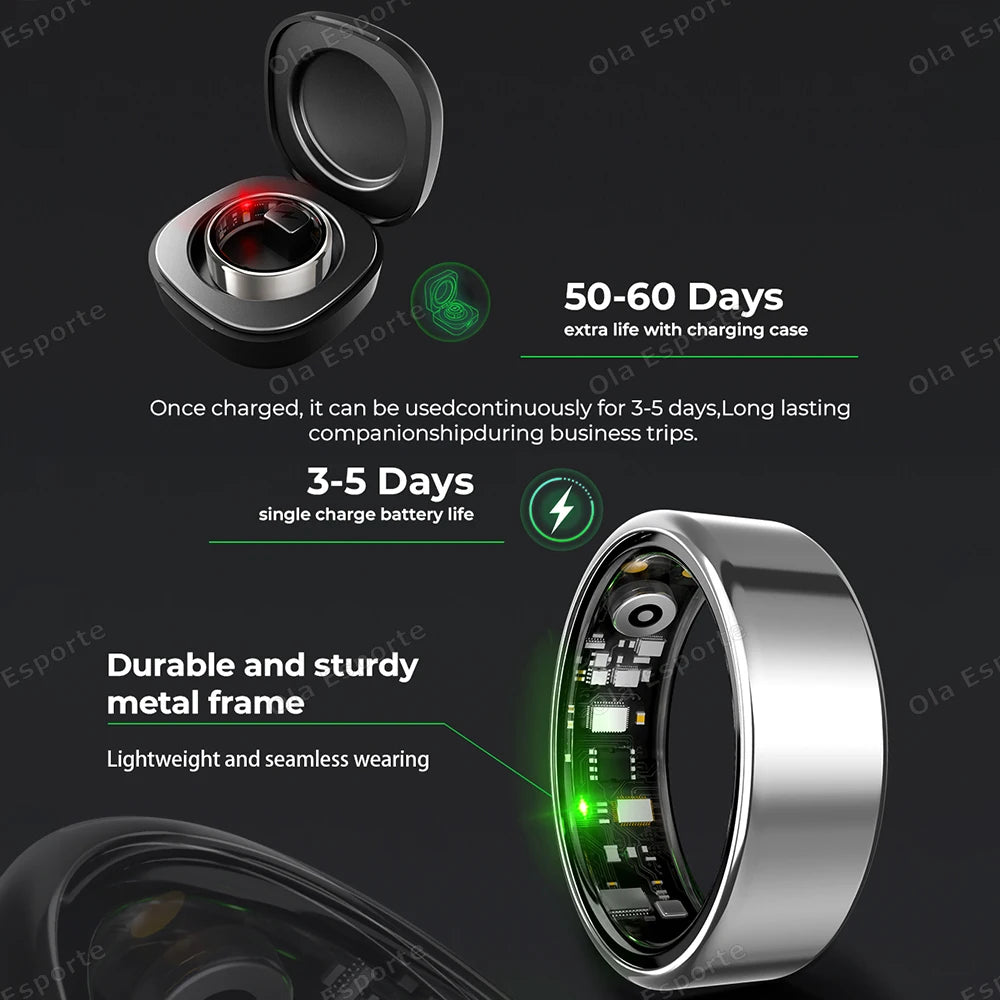For Xiaomi Men Women Smart Ring With Charging Case Heart Rate Sleep Sport Fitness Tracker 3ATM Take Photo SmartRing Android IOS