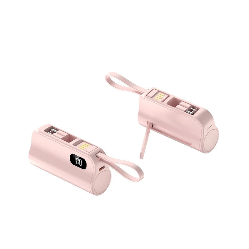3/1 Capsule Power Banks 5000mah Mini Charging Emergency Tail Plug 22.5w Mobile Shared Powerbank Built-in Cable/invisible Bracket