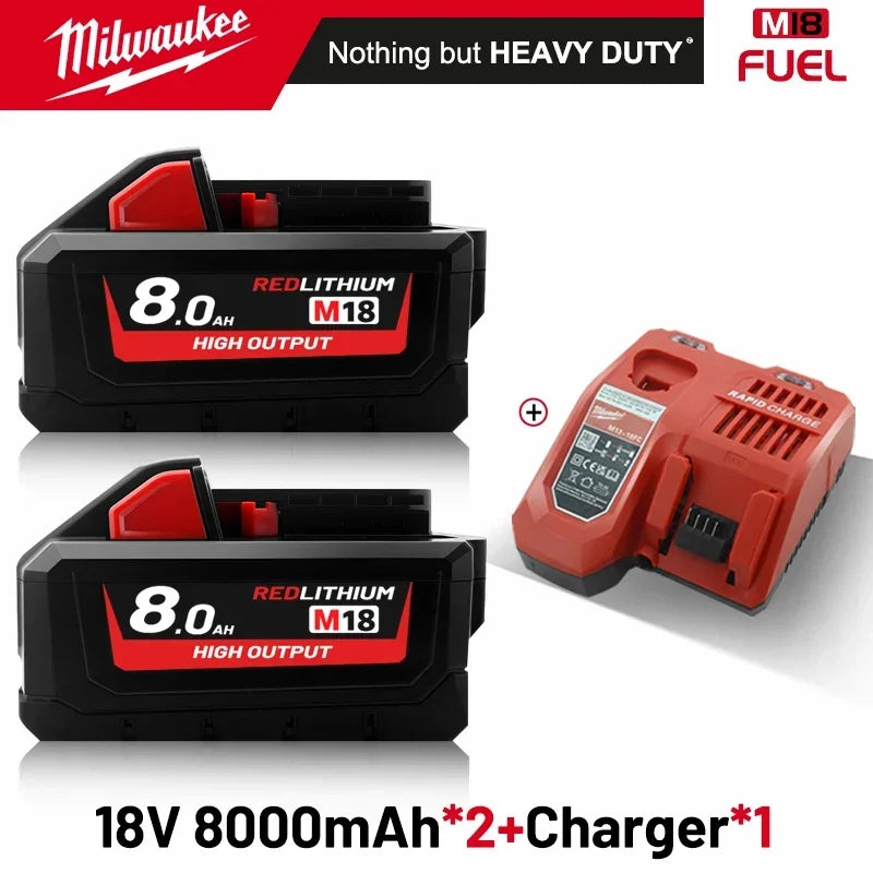 original Milwaukee M18 Power Tool Battery, Charger, 18V 6Ah Li-Ion M18B5 48-11-1860 48-11-1850 48-11-1840 48-11-1830 48-11-1820
