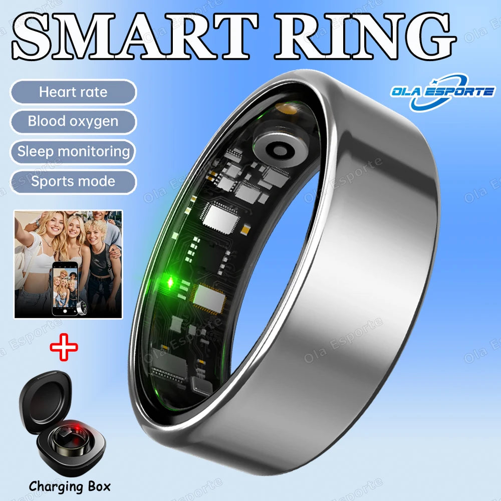 For Xiaomi Men Women Smart Ring With Charging Case Heart Rate Sleep Sport Fitness Tracker 3ATM Take Photo SmartRing Android IOS