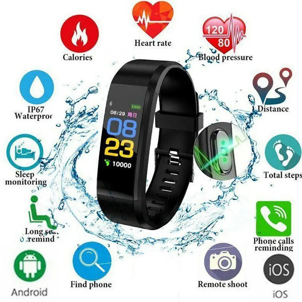 ID115 Plus Fitness Tracker Smart Band for Men Women Smart Watch Heart Rate Monitor Step Counting Calorie Burning Call Reminder