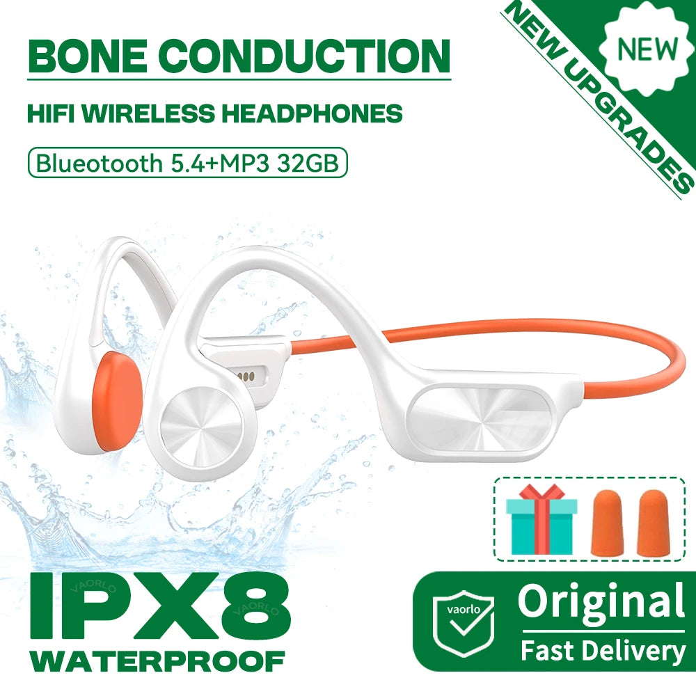 Original Bone Conduction Wireless Headphones Bluetooth 5.4 32GB MP3 Player IPX8 Waterproof Swimming Sports HIFI Music Headsets