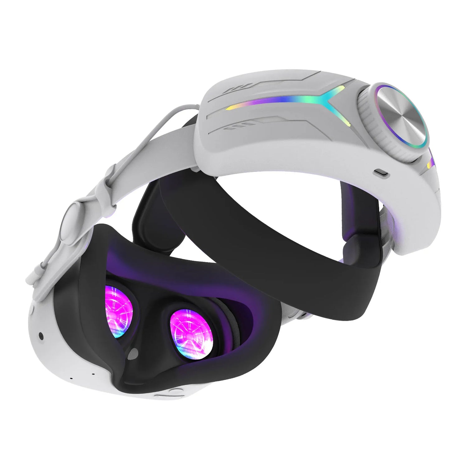 Headband with RGB Lighting 12000mah Rechargeable Battery Compatible with Meta Quest 3/3S Gaming Headband VR Accessories