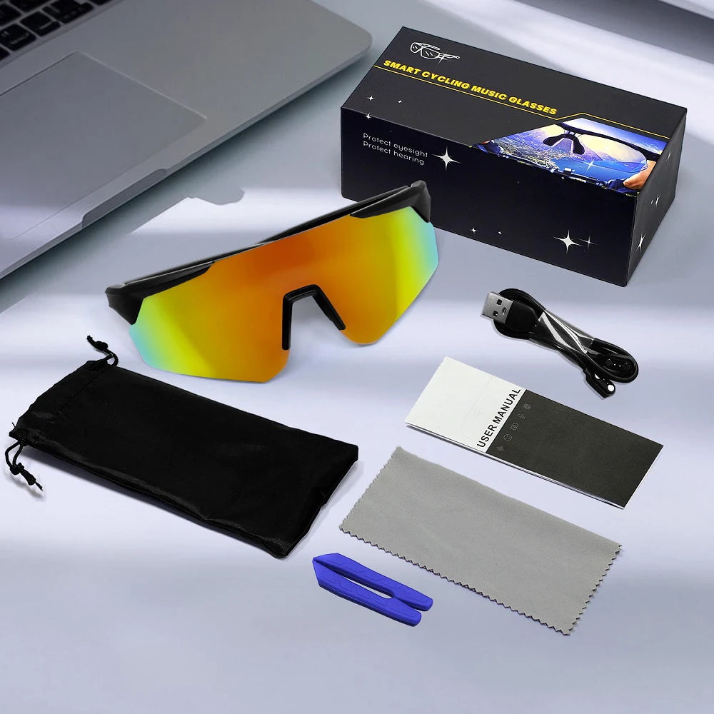Cycling Glasses Bike Sunglasses With AI Smart Voice Assistant Wireless BT 5.4 Eyewear Goggles Women Men MTB Road Bicycle Glasses