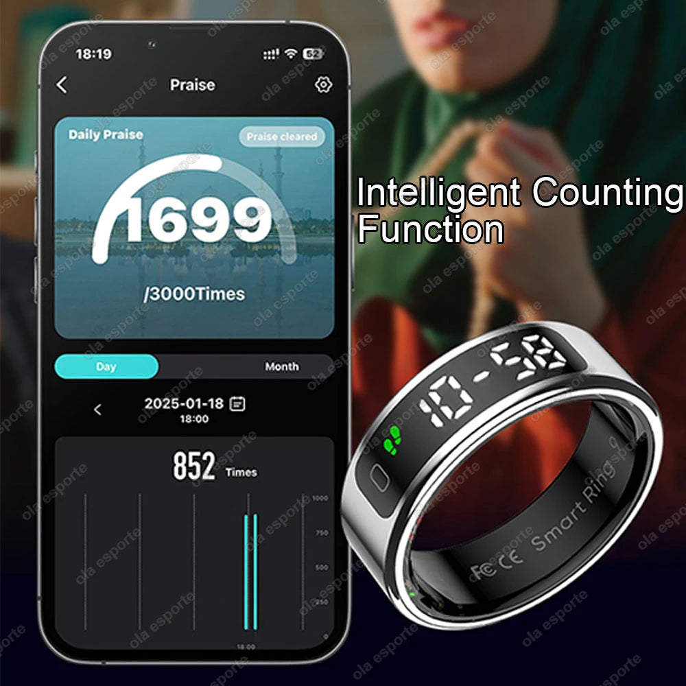 New Smart Ring R11 LED Display Screen Gesture Sweep Video Heart Rate Sleep Monitor 5ATM Waterproof Wireless Charging Rings 2025