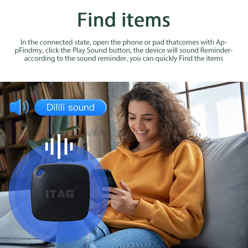 Smart Bluetooth GPS Tracker Works with Apple Find My APP ITag Anti Lost Reminder Device MFI Rated Locator Keys Pet Kids Finder