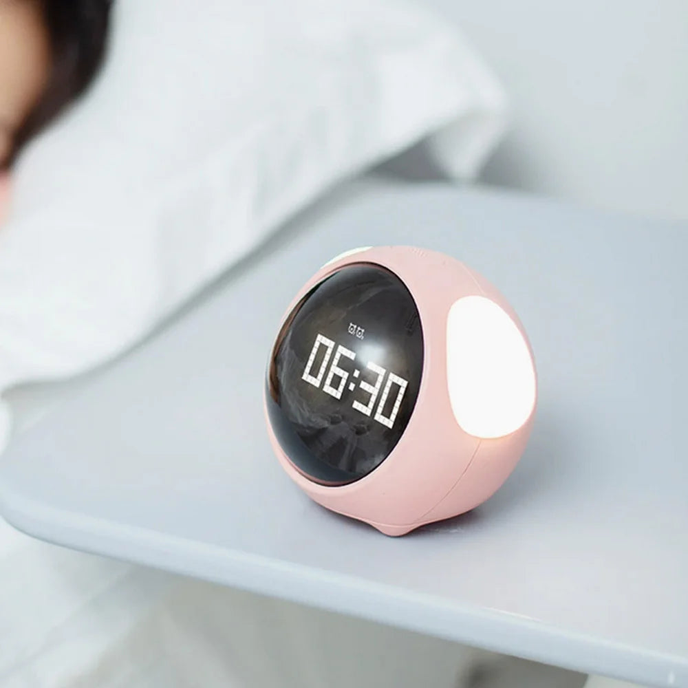 New Night Light Cute Expression Alarm Clock Child Alarm Clock Voice Controlled Light Multifunctional For Home Thermometer
