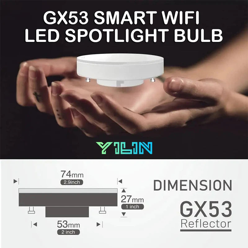 GX53 Smart LED Bulb RGBCW 12W Wardrobe Spotlight Bulb WIFI TUYA APP Control Intelligent LED Downlight Cabinet Light AC220V
