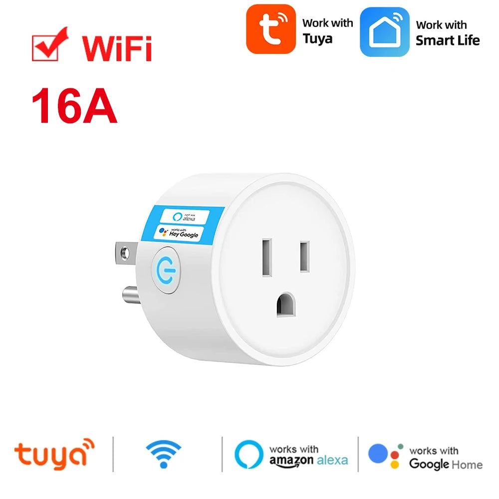 Tuya Smart Plug WiFi Socket 16A US Canada Mexico Peru Colombia Timing Voice Control Smart Life APP Works with Alexa Google Home