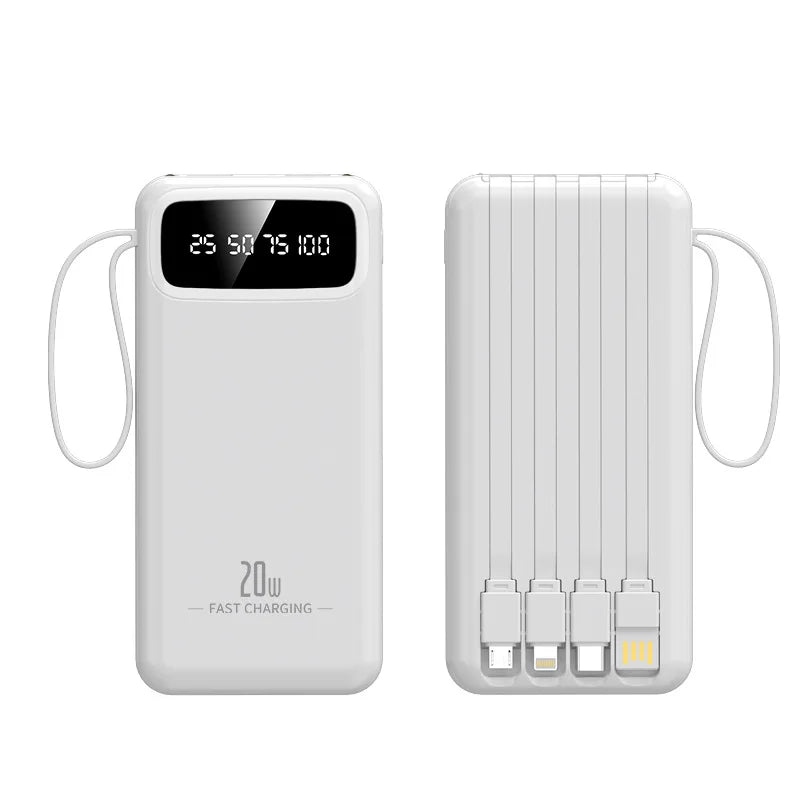 Large-capacity charging treasure 20000 mAh self-wired fast-charging mobile power gifts