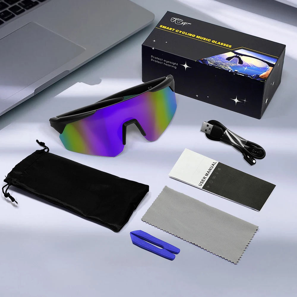 Cycling Glasses Bike Sunglasses With AI Smart Voice Assistant Wireless BT 5.4 Eyewear Goggles Women Men MTB Road Bicycle Glasses