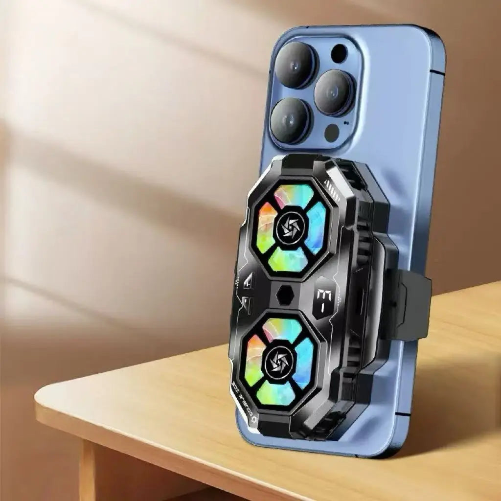 Mobile phone radiator stand digital display ultra-silent dual fans fast cooling live broadcast cooling tool