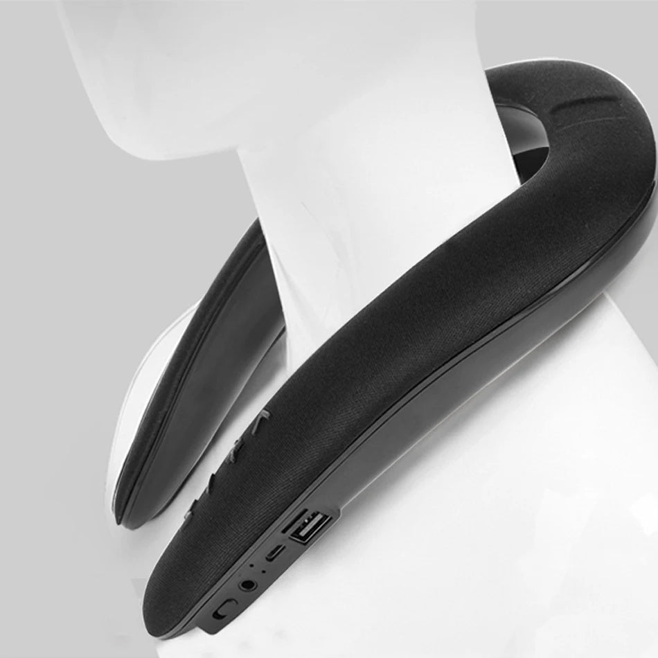 Portable Neck-mounted Speaker Wireless Bluetooth Speaker Stereo FM radio Support SD Card Slot with Microphone for Gaming