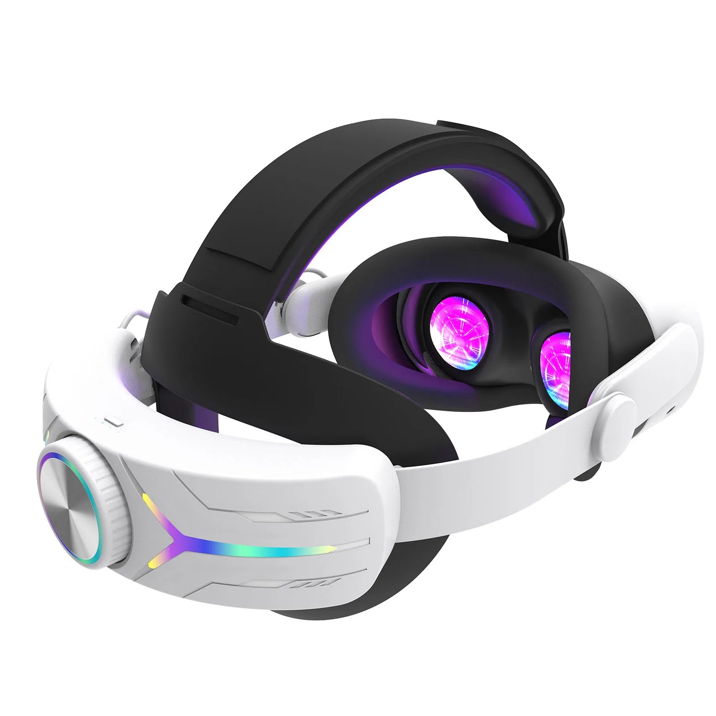 Headband with RGB Lighting 12000mah Rechargeable Battery Compatible with Meta Quest 3/3S Gaming Headband VR Accessories