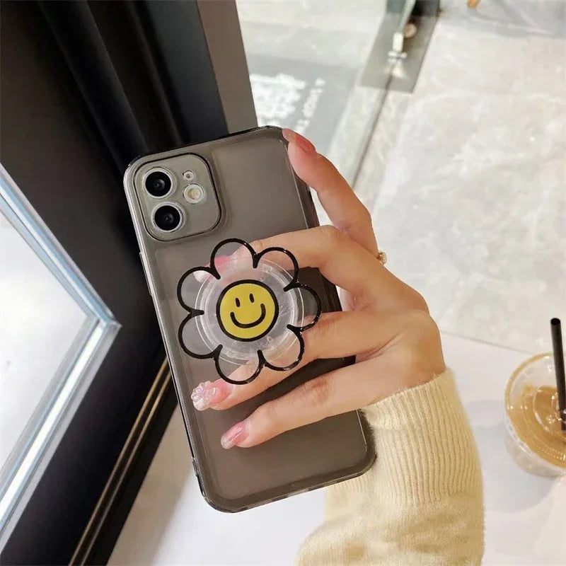 Korea Cute Acrylic Flower Universal Phone Holder Griptok Support for IPhone Samsung Grip Tok Folding Finger Pocket Socket Stand