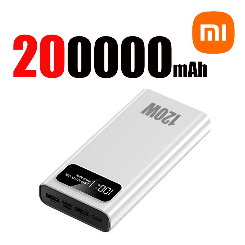 Xiaomi Power Bank 200000mAh 120W Super Fast Charging Battery High Capacity Digital Display Power Bank For iPhone Samsung Huawei