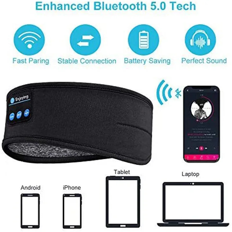 Wireless Bluetooth Earphone Sleeping Band Music Headphones Soft Elastic Comfortable Eye Mask Sleep Headset for Side Sleeper