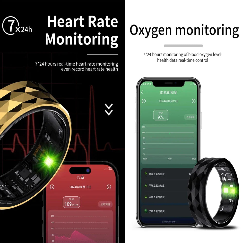 Zordai R12 For XIAOMI New Men Smart Ring Heart Rate Blood Oxygen Health Tracker Ring Exercise Records Calorie Multi Sports Mode
