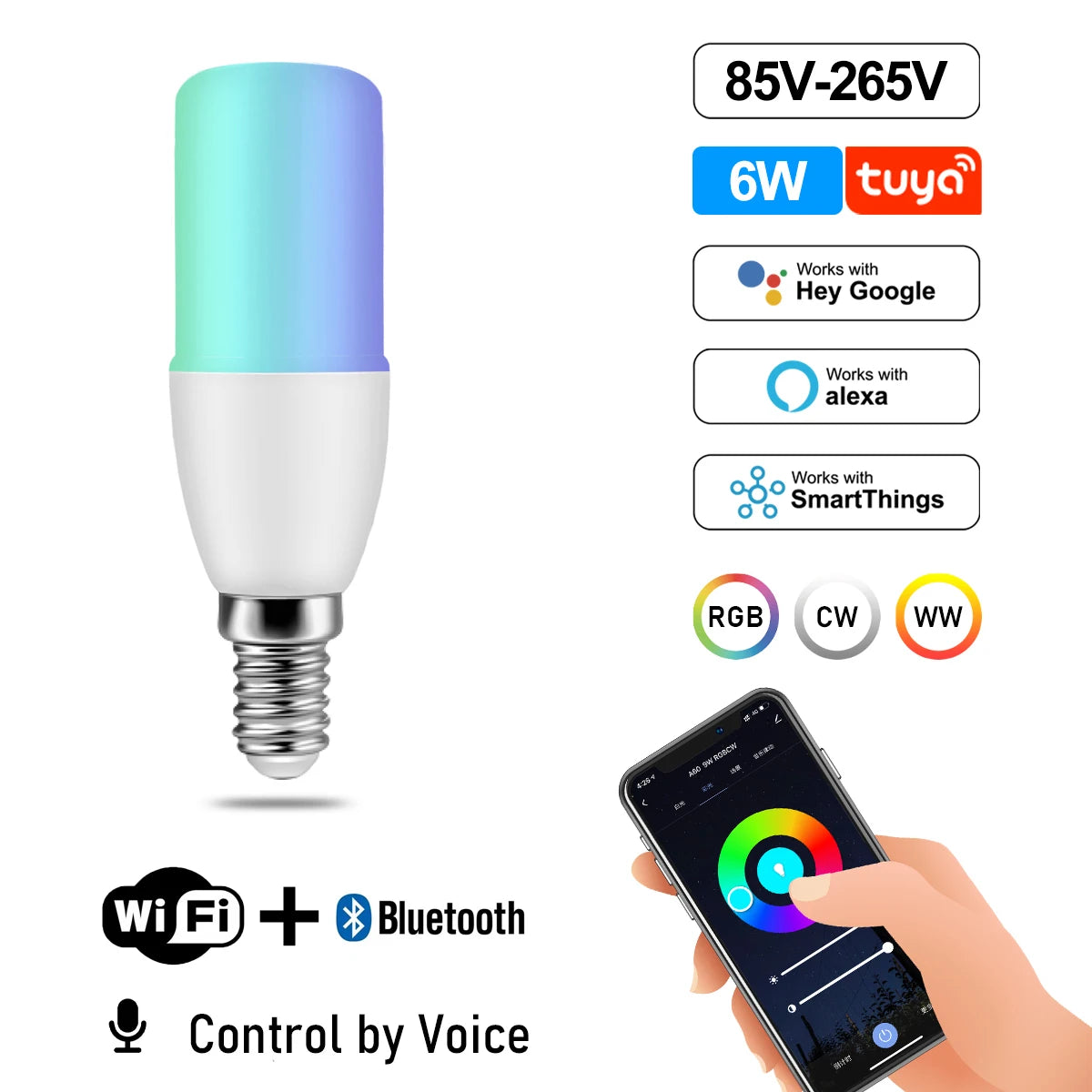 LED WIFI Smart Light GU10 Bulb 10w 6W E14 B22 E27 110V 220V Rgb Dimmable Spotlight Wifi Led Lamp Work With Alexa Google Home