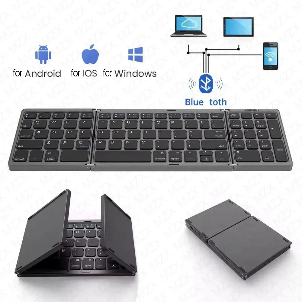 3 Foldable Wireless Keyboard Rechargeable Blutooth Folding with Numeric Keys For iPad PC Tablet Notebook Mini Wireless Keyboard