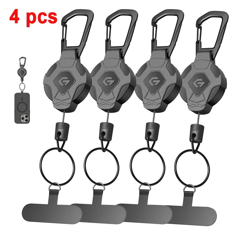 Minisopuru Retractable Keychain Heavy Duty With Phone clip fastener Tactical ID Badge Reel Strap Holder Retractable Cord KeyRing